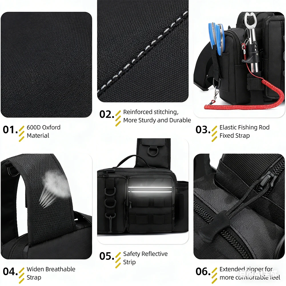 Hiking Backpack Waterproof - 낚싯대 홀더가 있는 낚시 배낭 조절