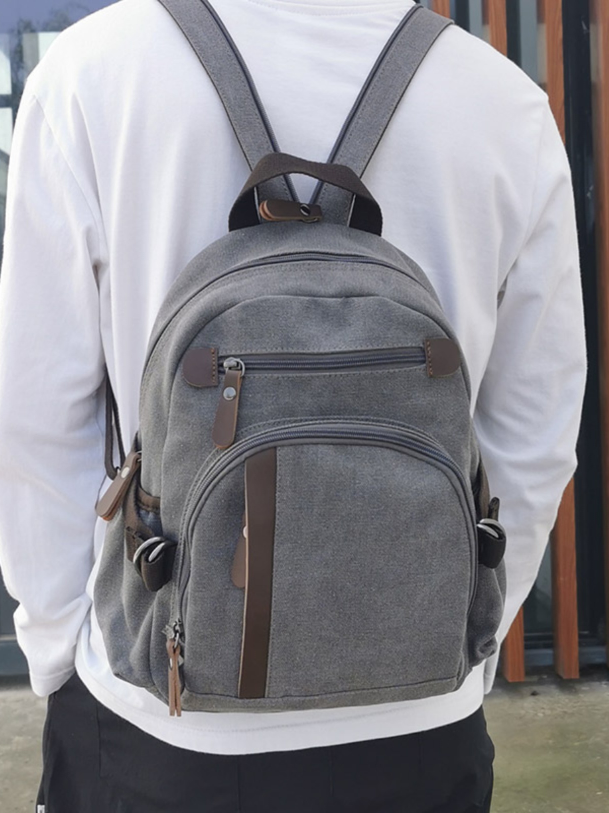 Canvas Backpack Casual - 작은 캔버스 백팩 남성용 스포츠 다기능