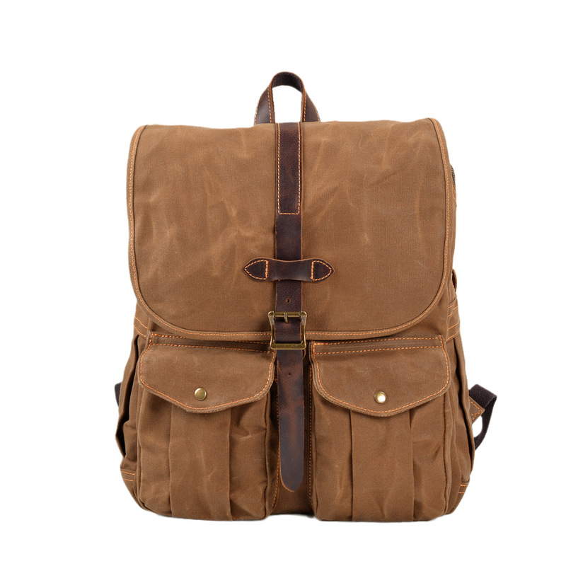 Canvas Backpack Casual - 새로운 왁스 캔버스 남성용 백팩, 캠핑,
