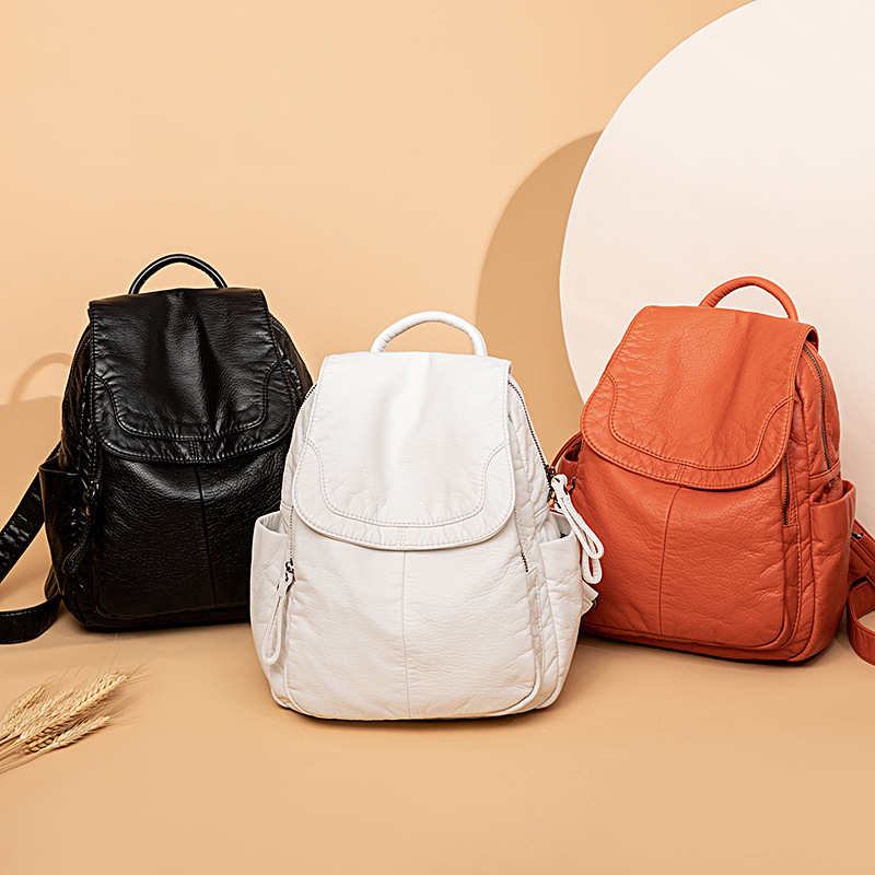 여성용 배낭 화이트 워싱 가죽 배낭, 십대 소녀용 소형 - Fashion Backpack Women 리뷰 및 가격